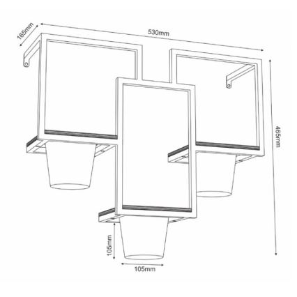 Nástěnný květináč 46x53 cm černá