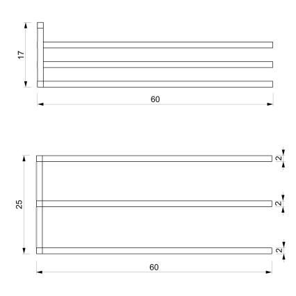 Nástěnný věšák na ručníky 25x60 cm černá