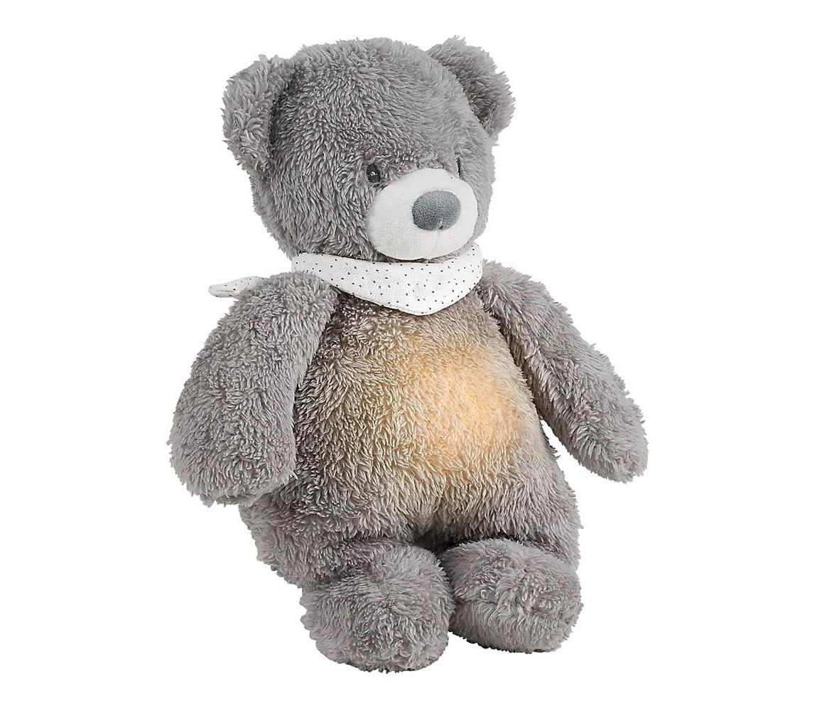 Nattou usínaček plyšový hudební se světýlkem a senzorem pláče 4v1 Sleepy Bear Grey