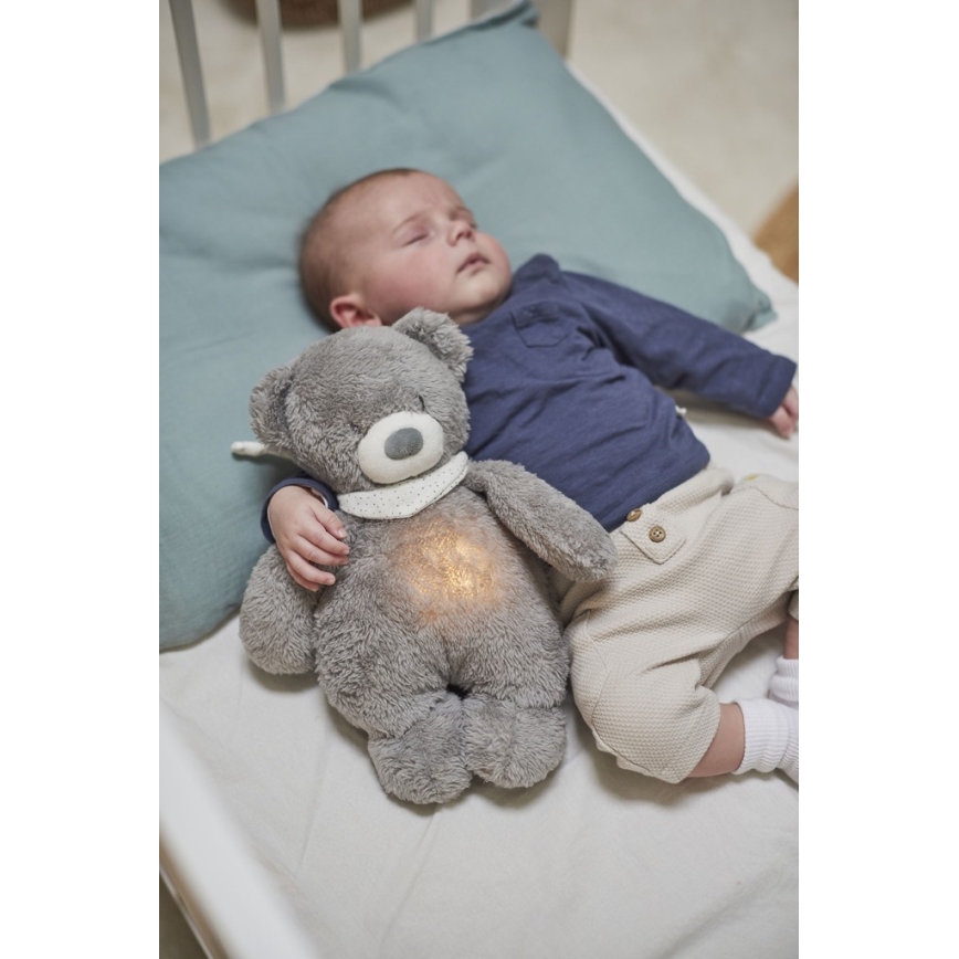Nattou - Usínáček s melodií a světlem SLEEPY BEAR 4v1 šedá