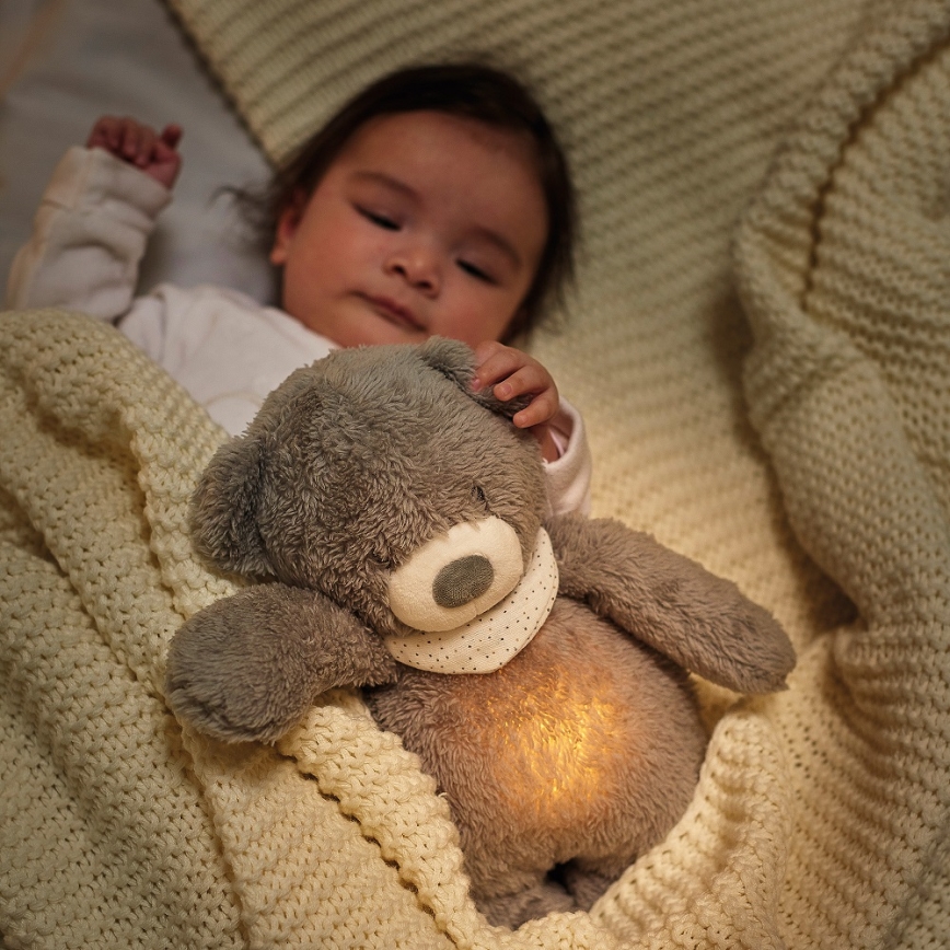 Nattou - Usínáček s melodií a světlem SLEEPY BEAR 4v1 šedá