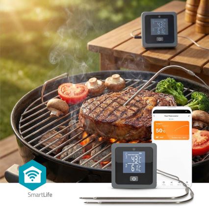 Chytrý digitální teploměr na maso s LCD displejem SmartLife 0-300 °C 2xAAA