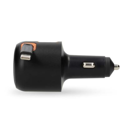 Nabíječka do auta se zatahovacím kabelem Power Delivery 30W 2xUSB-C + 1xUSB-A