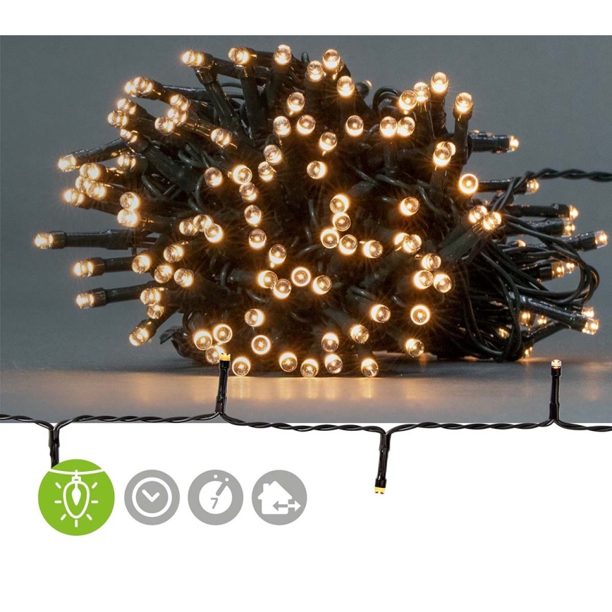 LED  venkovní řetěz 192xLED/7 funkcí/3xAA 14,9m IP44 teplá bílá