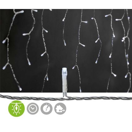 LED Venkovní  závěs 180xLED/7 funkcí 10,9m IP44 studená bílá