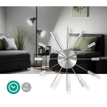 Kovové nástěnné hodiny 1xAA 34 cm