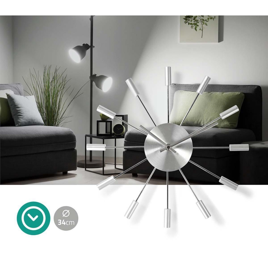 Kovové nástěnné hodiny 1xAA 34 cm