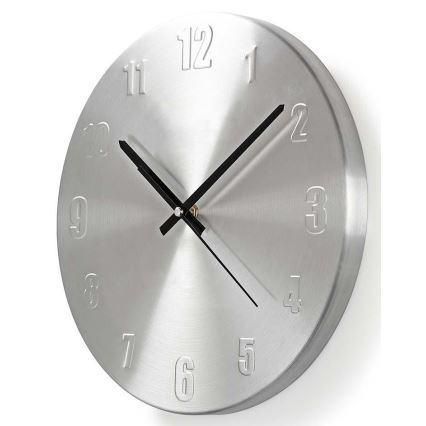 Kovové nástěnné hodiny 1xAA matný chrom