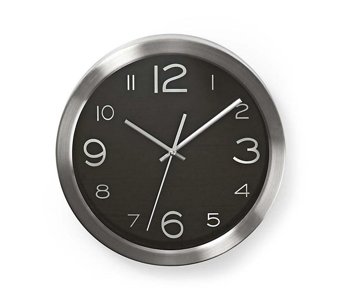   CLWA010MT30BK - Nástěnné hodiny 1xAA/1,5V nerez 30 cm černá 