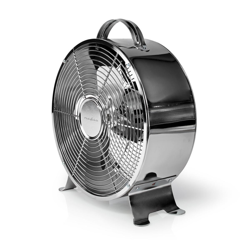 Stolní ventilátor RETRO 20W/230V matný chrom pr.25 cm