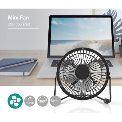 Stolní ventilátor 3W/USB 10 cm černá