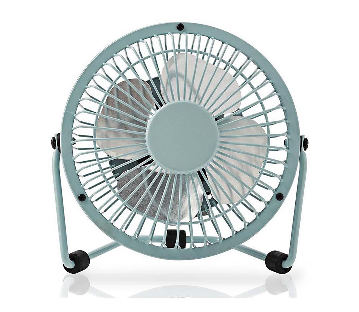 Nedis FNDK1BU10 stolní mini USB ventilátor 10 cm s kovovým tělem modrý