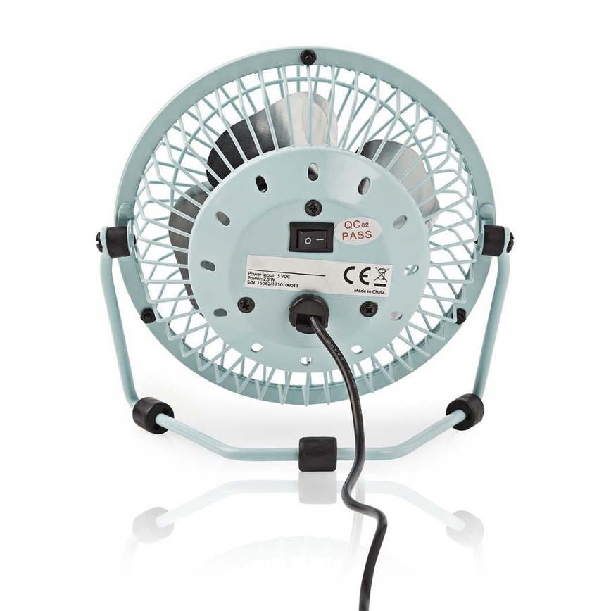 Stolní ventilátor 3W/USB 10 cm modrá