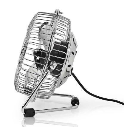 Stolní ventilátor 3W/USB 10 cm lesklý chrom