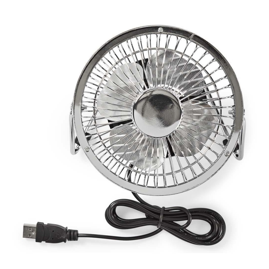 Stolní ventilátor 3W/USB 10 cm lesklý chrom