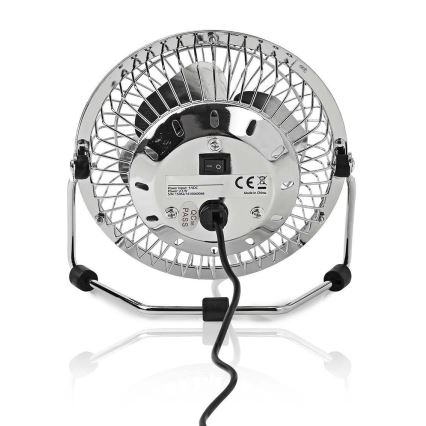 Stolní ventilátor 3W/USB 10 cm lesklý chrom