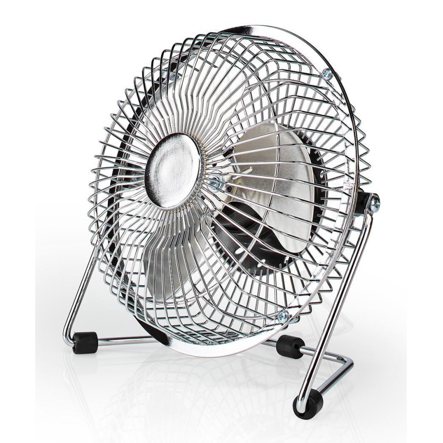 Stolní ventilátor 3W/USB 15 cm lesklý chrom