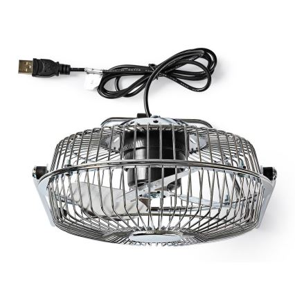 Stolní ventilátor 3W/USB 15 cm lesklý chrom