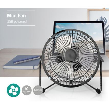 Stolní ventilátor 3W/USB 15 cm antracit