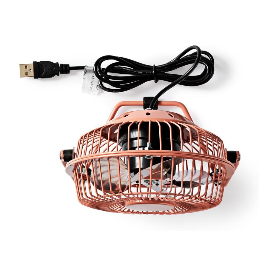 Stolní ventilátor 3W/USB 10 cm rosegold