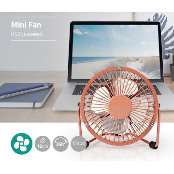 Stolní ventilátor 3W/USB 10 cm rosegold