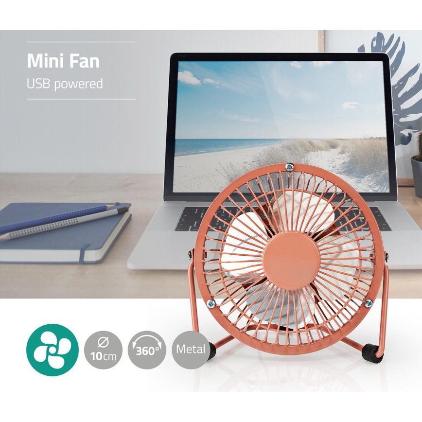 Stolní ventilátor 3W/USB 10 cm rosegold