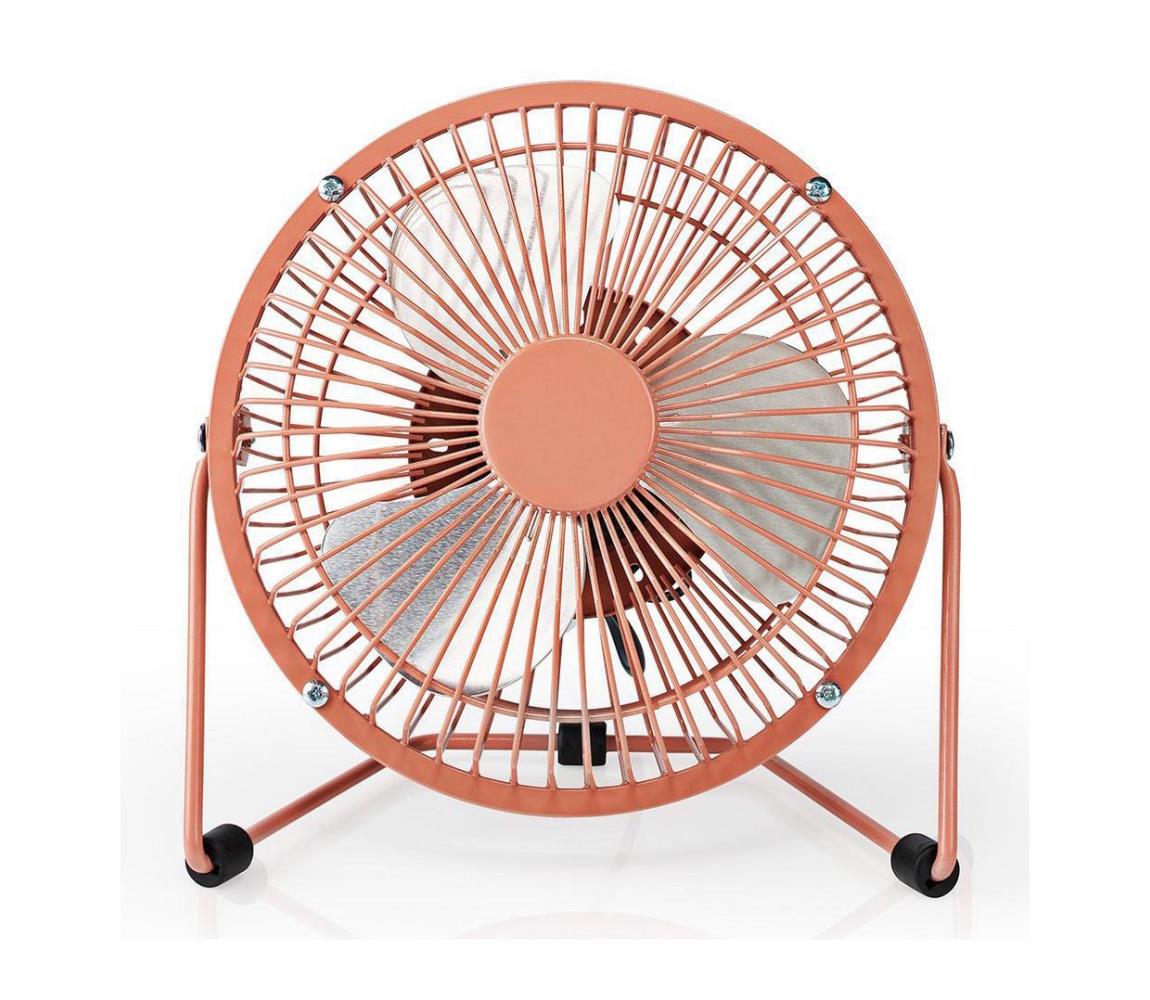 Nedis Nedis FNDK1PK15 - Stolní ventilátor 3W/USB 15 cm rosegold NE0314