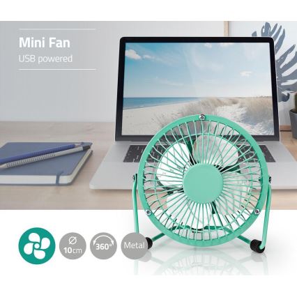 Stolní ventilátor 3W/USB 10 cm tyrkysová