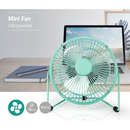 Stolní ventilátor 3W/USB 15 cm tyrkysová