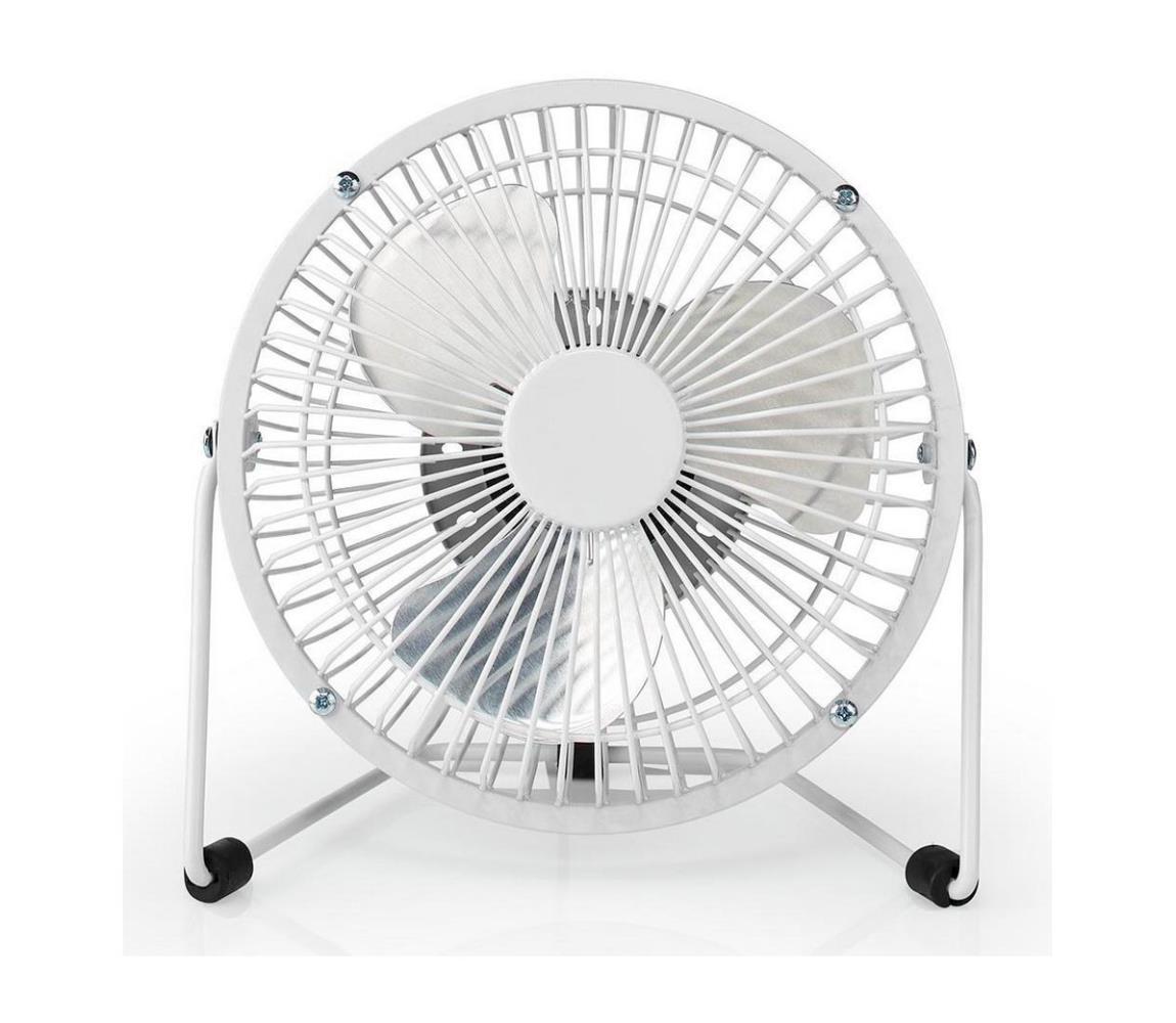 Nedis FNDK1WT15 stolní mini USB ventilátor 15 cm s kovovým tělem, bílý