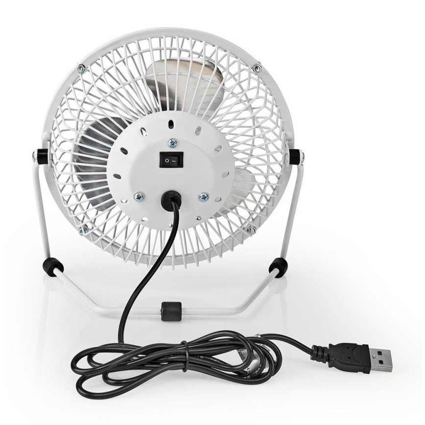 Stolní ventilátor 3W/USB 15 cm bílá