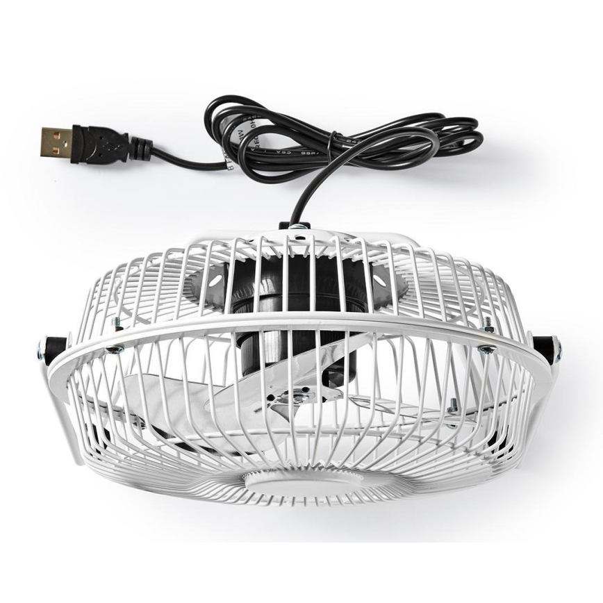 Stolní ventilátor 3W/USB 15 cm bílá