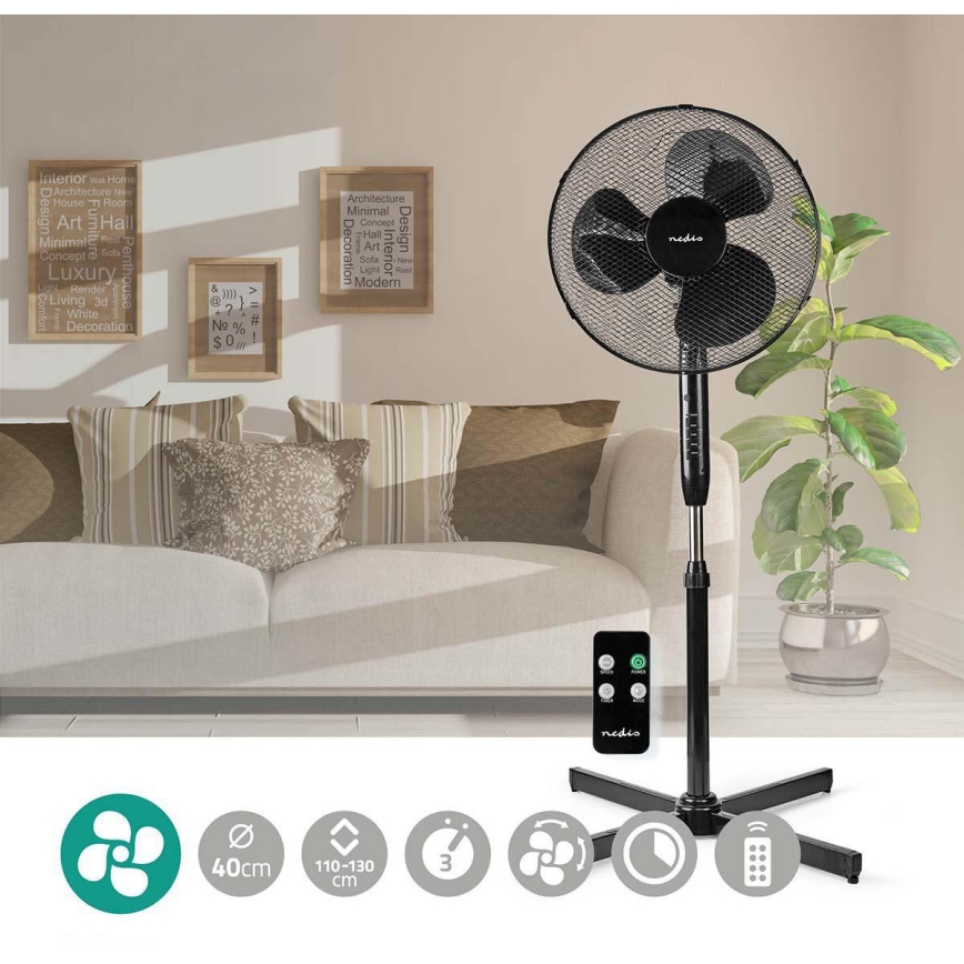 Stojanový ventilátor 40W/230V černá + dálkové ovládání