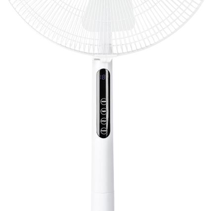 Stojanový ventilátor s teploměrem a LED displejem 45W/230V bílá + dálkové ovládání