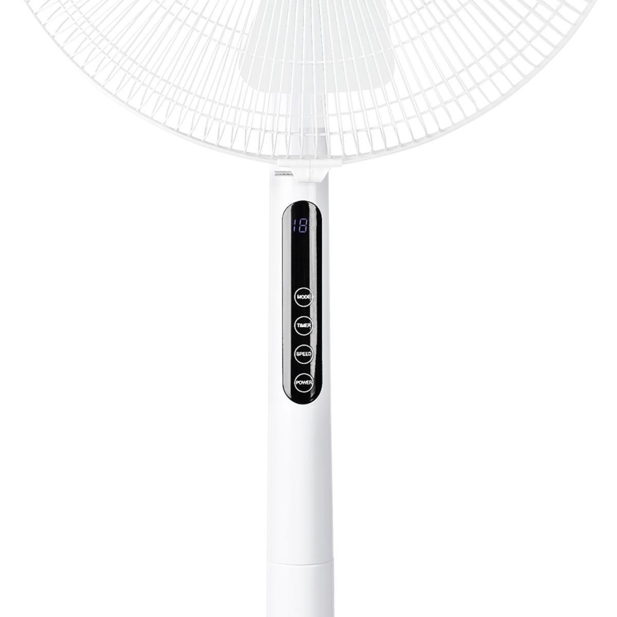 Stojanový ventilátor s teploměrem a LED displejem 45W/230V bílá + dálkové ovládání