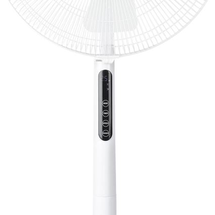 Stojanový ventilátor s teploměrem a LED displejem 45W/230V bílá + dálkové ovládání
