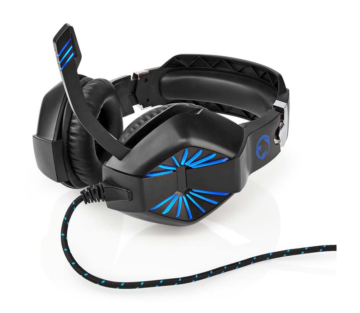 Nedis Nedis GHST250BK - LED Herní sluchátka s mikrofonem černá/modrá NE0624