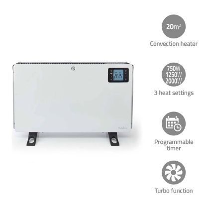 Elektrický přímotop/konvektor 750/1250/2000W/230V Wi-Fi Tuya + dálkové ovládání