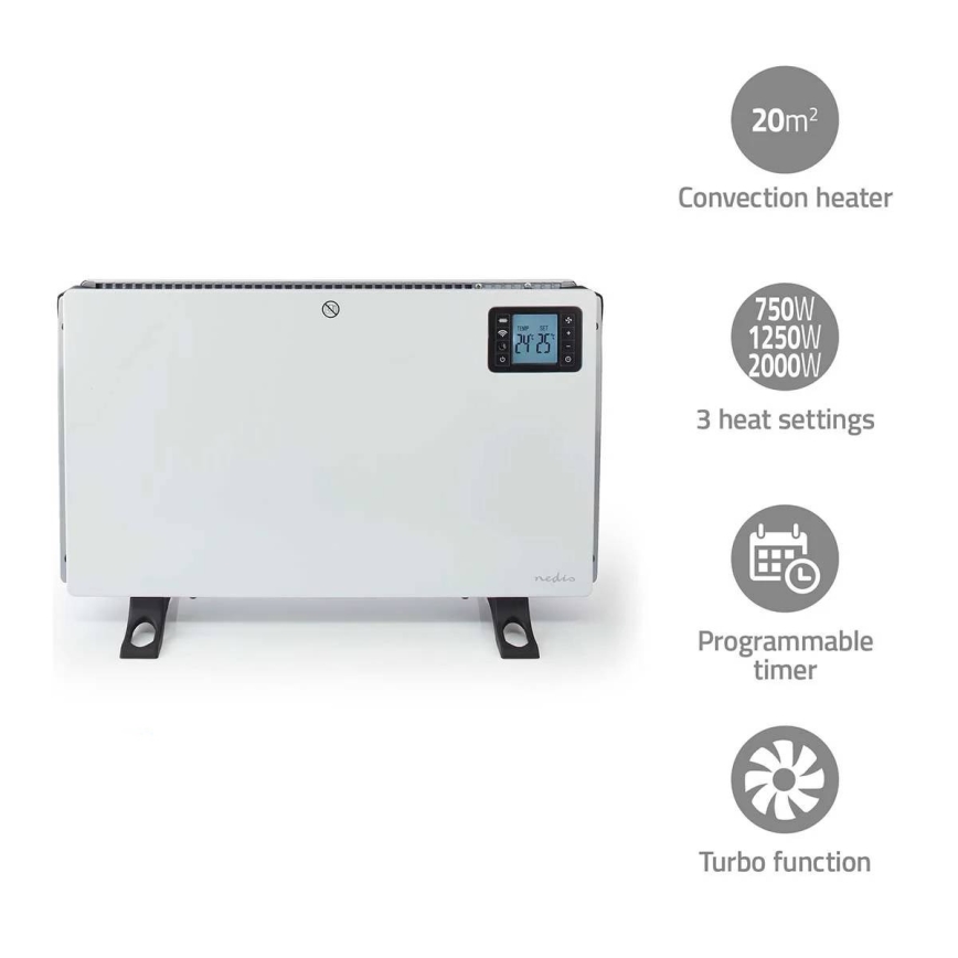 Elektrický přímotop/konvektor 750/1250/2000W/230V Wi-Fi Tuya + dálkové ovládání