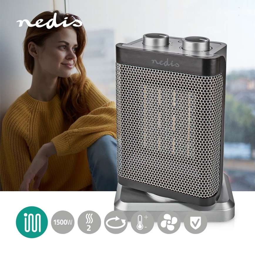 Ventilátor s keramickým topným tělesem 1000/1500W/230V stříbrná