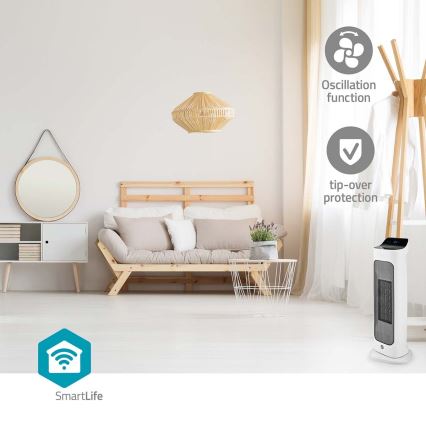 Ventilátor s keramickým topným tělesem Smartlife 400/2000W/230V Wi-Fi Tuya + dálkové ovládání