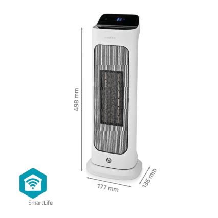 Ventilátor s keramickým topným tělesem Smartlife 1400/2000W/230V Wi-Fi Tuya + dálkové ovládání