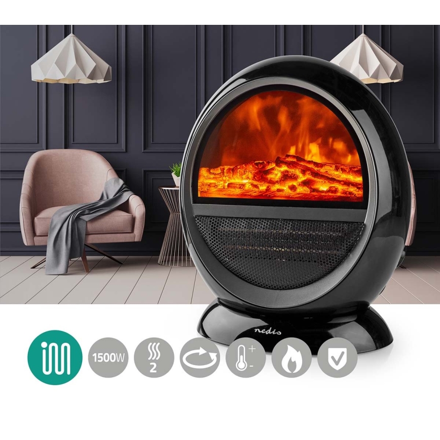 Ventilátor s keramickým topným tělesem 1000/1500W/230V černá