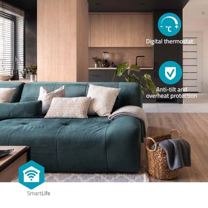 Ventilátor s keramickým topným tělesem Smartlife 1000/1500W/230V Wi-Fi Tuya + dálkové ovládání