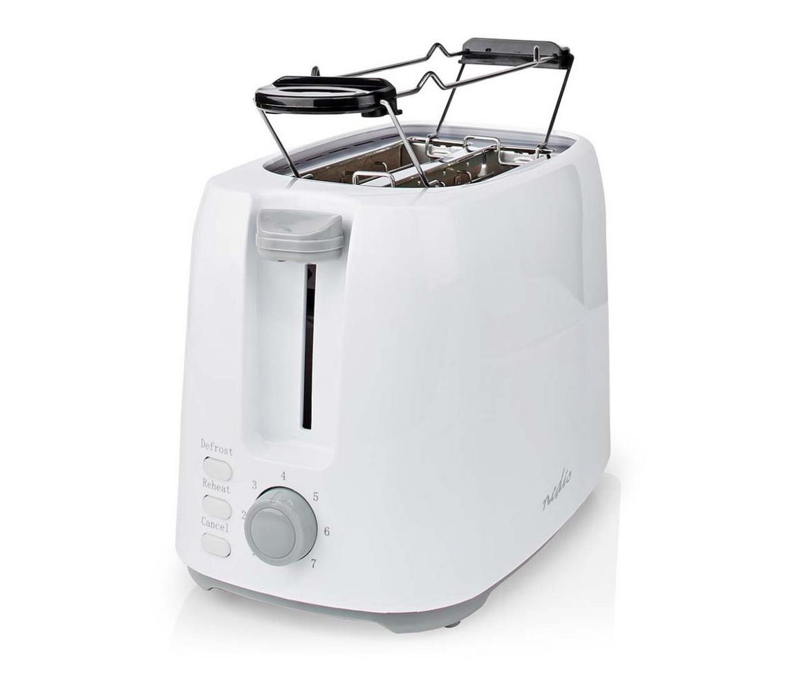 Nedis Nedis KABT250EWT - Topinkovač s dvěma otvory a rozpékačem 750W/230V bílá NE0427