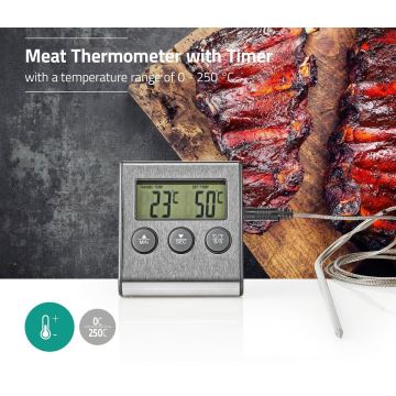 Teploměr na maso s LCD displejem a časovačem 0-250 °C 1xAAA