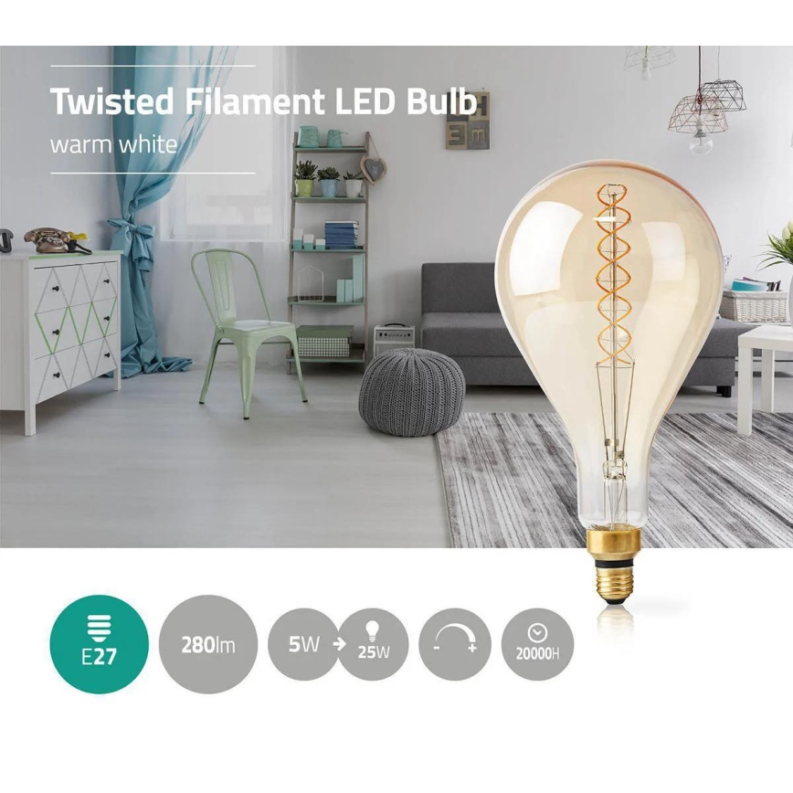 LED Stmívatelná žárovka FILAMENT A160 E27/5W/230V 2000K