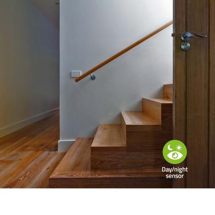 LED Orientační svítidlo se senzorem pohybu a soumraku do zásuvky LED/0,55W/230V bílá