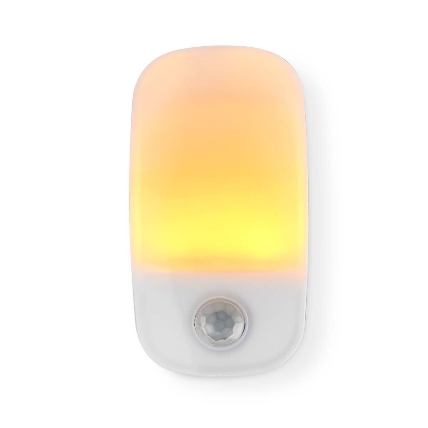 LED Orientační svítidlo se senzorem pohybu a soumraku do zásuvky LED/0,55W/230V bílá