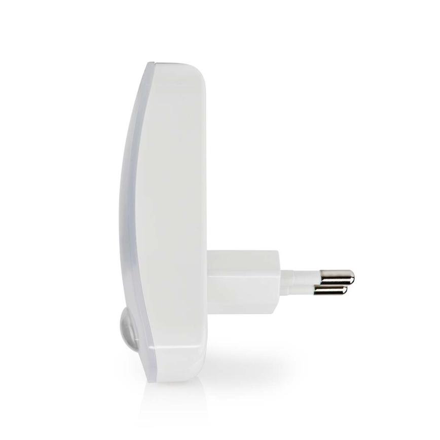 LED Orientační svítidlo se senzorem pohybu a soumraku do zásuvky LED/0,55W/230V bílá